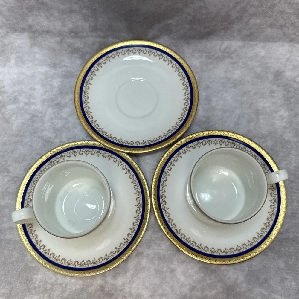 Tirschenreuth Bavaria Demitasse‎ Cup & Saucer Cobalt Blue Gold Germany VTG